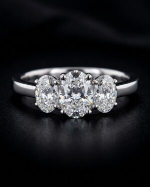 WhatsApp Image 2026-04-03 at 13.07.48 18K White Gold Diamond Ring 0.76 Carat | Elegant 3-Stone Minimalist Ring for Women | LR077