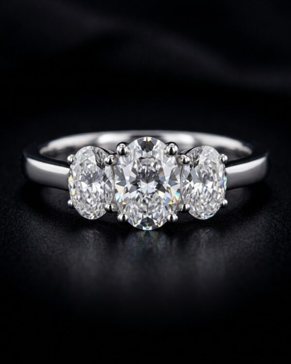 WhatsApp Image 2026-04-03 at 13.07.48 18K White Gold Diamond Ring 0.76 Carat | Elegant 3-Stone Minimalist Ring for Women | LR077
