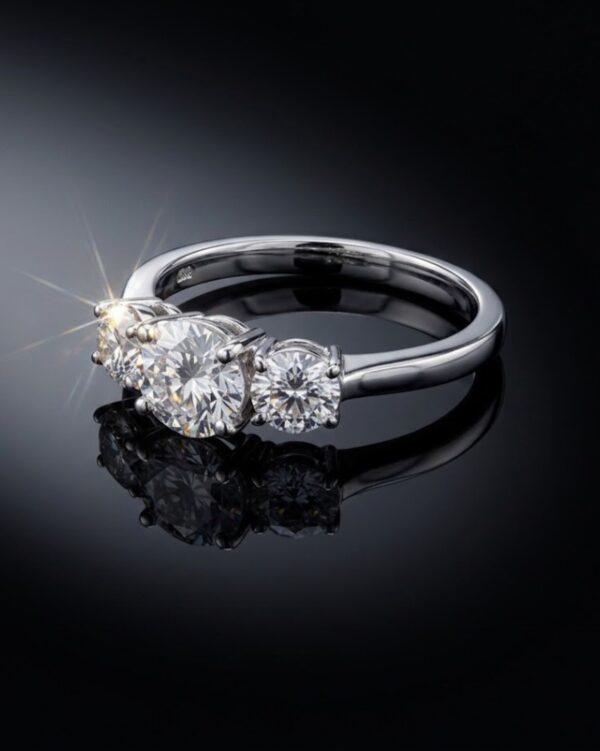 WhatsApp Image 2026-04-03 at 13.11.54 (1) 18K White Gold Diamond Ring 1.02 Carat | Elegant 3-Stone Luxury Ring for Women | LR076