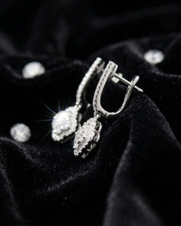 WhatsApp Image 2026-04-03 at 15.13.55 (1) 18K White Gold Diamond Earrings 1.07 Carat | 42-Stone Elegant Luxury Earrings for Women | ET208