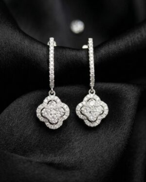 WhatsApp Image 2026-04-03 at 15.13.55 18K White Gold Diamond Earrings 1.07 Carat | 42-Stone Elegant Luxury Earrings for Women | ET208
