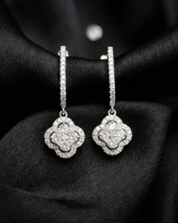 WhatsApp Image 2026-04-03 at 15.13.55 18K White Gold Diamond Earrings 1.07 Carat | 42-Stone Elegant Luxury Earrings for Women | ET208