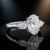 101 Exquisite Oval & Pear Three-Stone Diamond Engagement Ring in 18K White Gold