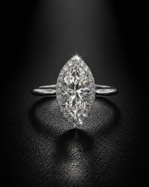 Exquisite Marquise-Cut Diamond Halo Ring | 18K White Gold |Marquise Diamond Ring| 18K White Gold Halo Ring | Marquise Engagement Ring
