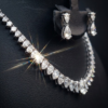 96 Lilo Signature Pear-Cut Diamond Statement Necklace & Teardrop Earring Bridal Suite| 18k White Gold Necklace