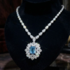 Imperial 18K White Gold Emerald-Cut Aquamarine & Diamond Floral Statement Necklace