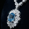 98 Imperial 18K White Gold Emerald-Cut Aquamarine & Diamond Floral Statement Necklace