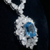 99 Imperial 18K White Gold Emerald-Cut Aquamarine & Diamond Floral Statement Necklace